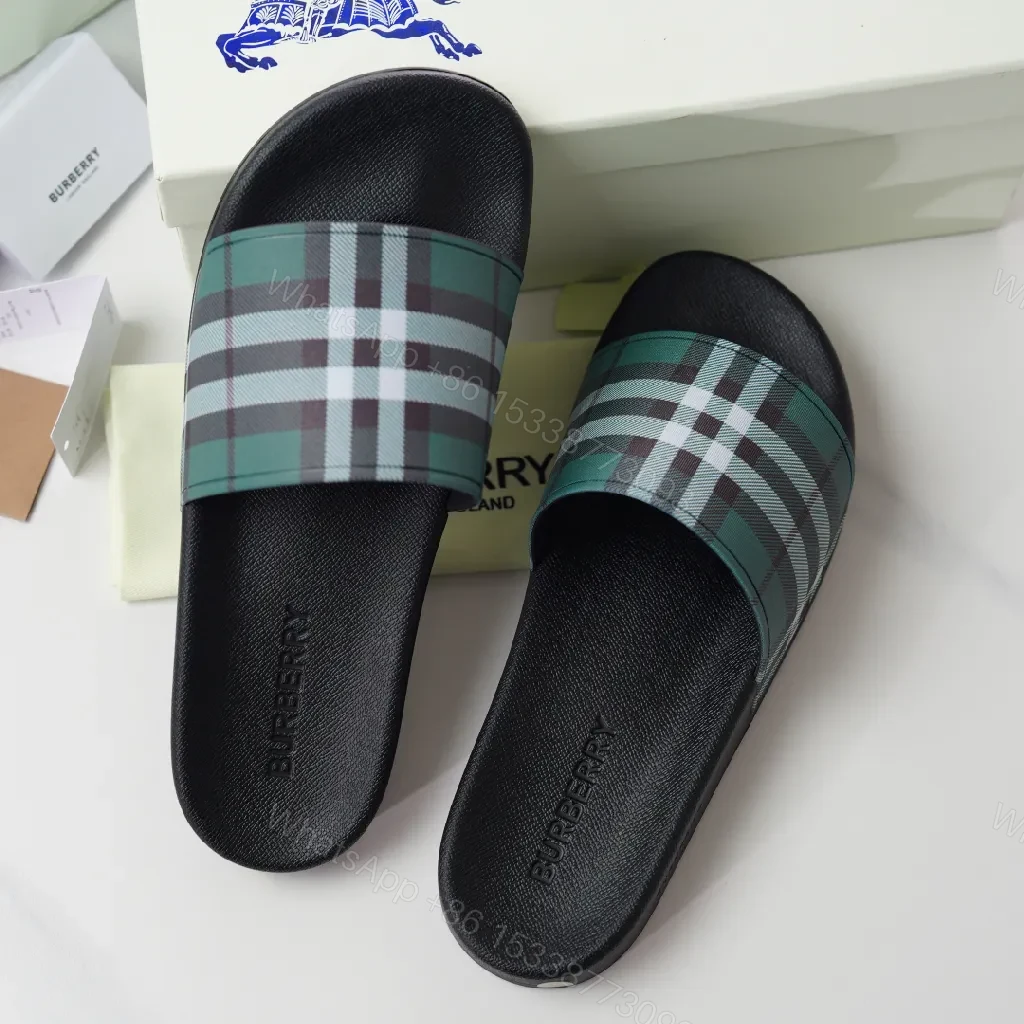 Patterned Slip-Ons with Plaid Strap: All-Day Comfort Slide — view 1