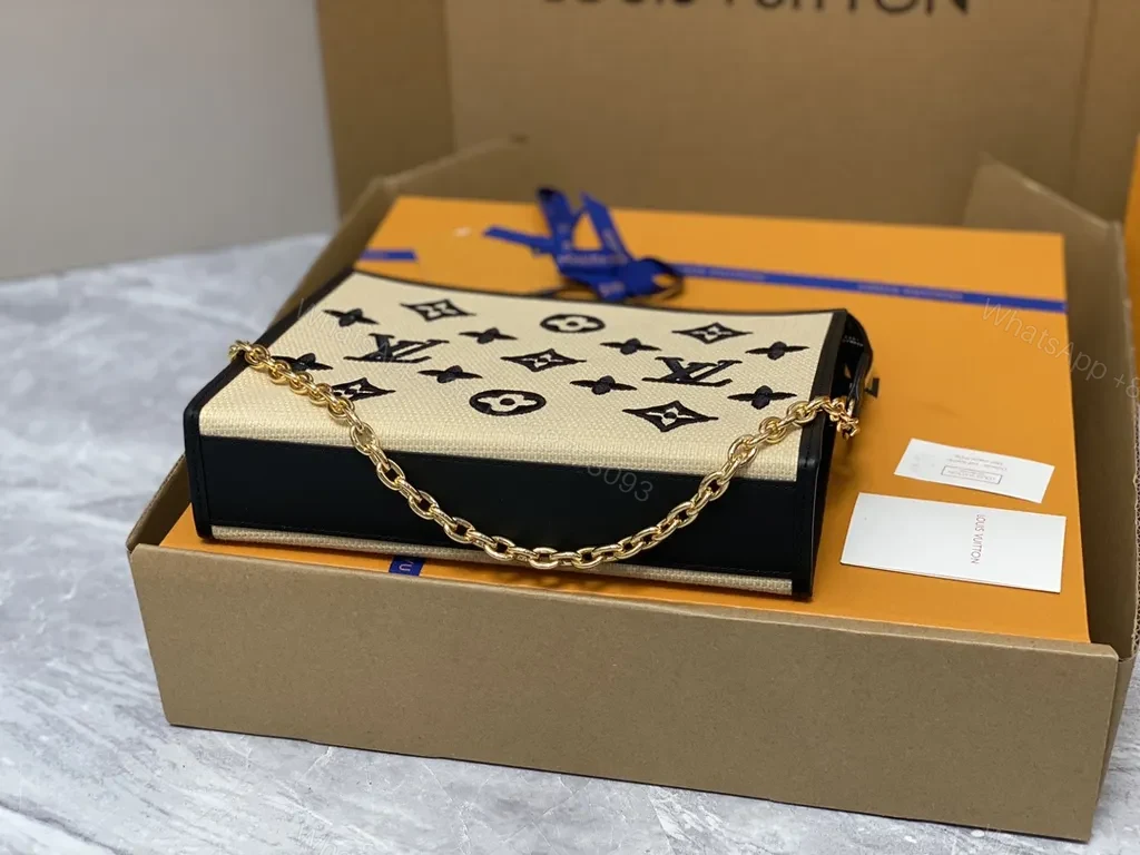 View 4 of Monogram LV Clutch: Black Trim, Gold Hardware, Day-to-Night