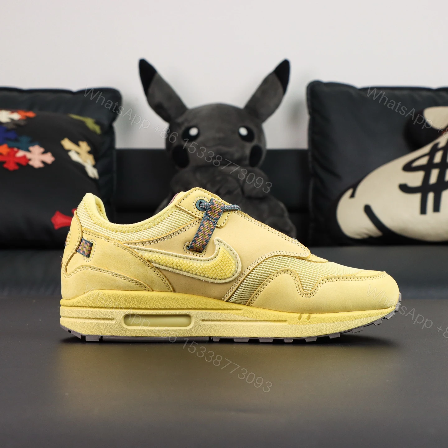 View 2 of Air Max 1 Travis Scott Cactus Jack Saturn Gold Reps
