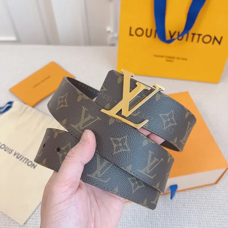 View 8 of Gold LV Monogram Belt â€“ Premium Leather, Everyday Luxury