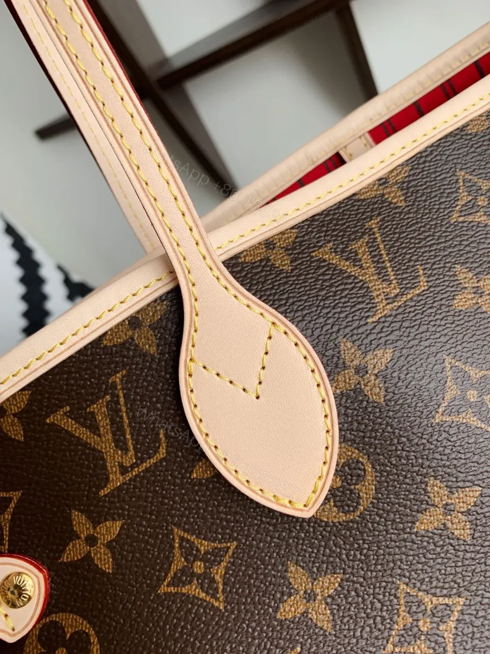 View 5 of Louis Vuitton LV Neverfull Like Auth Handbags Brown Pattern 32x29x17cm