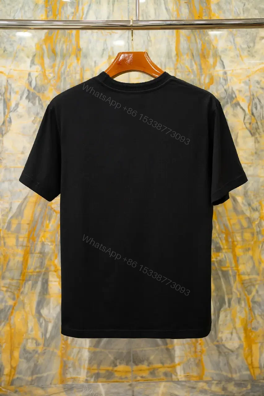 View 5 of Black Cotton T-Shirt with Logo Patch, Classic Style, Everyday Wear