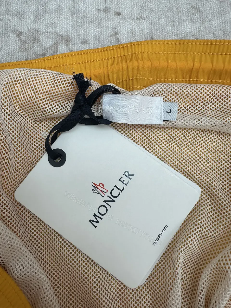 View 9 of Yellow nylon swim shorts with drawstring and logo patch for everyday luxury
