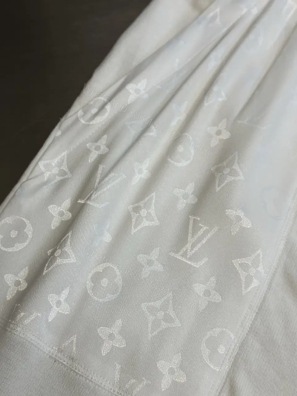 View 6 of White Knit Monogram-Pattern Shorts with Drawstring Comfort