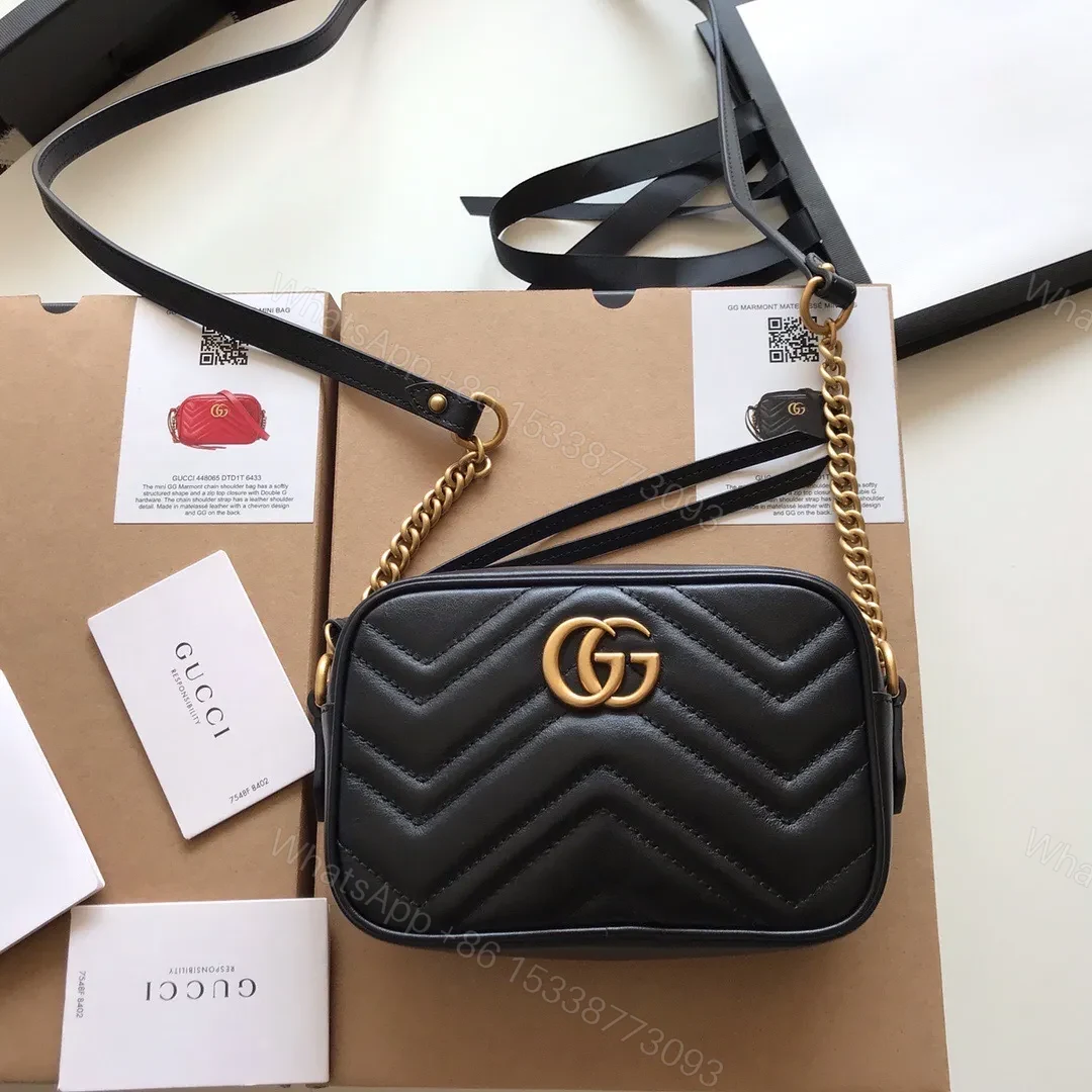 View 3 of GUCCI Calfskin Matelasse Mini GG Marmont Chain Shoulder