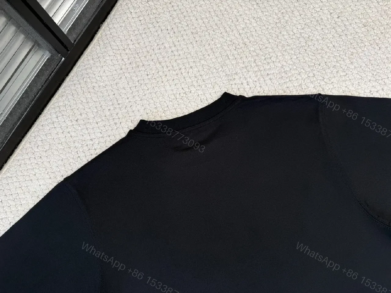 View 3 of Black Cotton Tee — Modern Luxe Graphic Statement Top