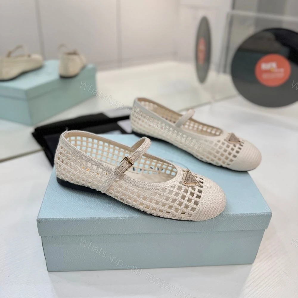 View 2 of Prada Crochet Ballerinas White