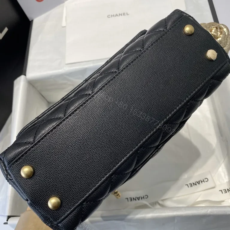 View 9 of Black Quilted Lambskin Flap Bag - Gold CC Hardware, Crossbody Style