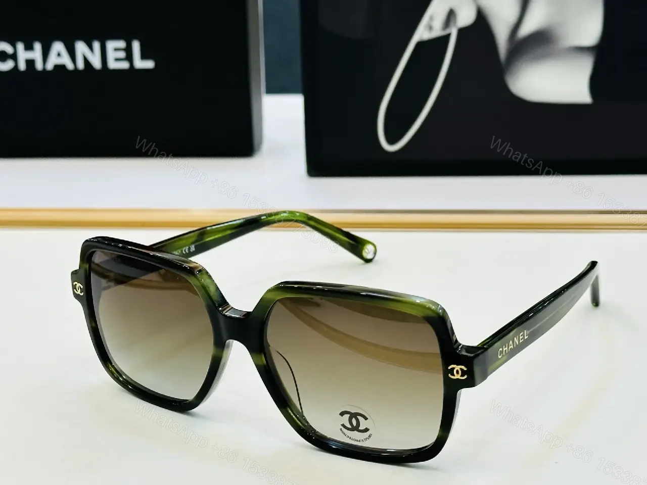 View 9 of Oversized Square Sunglasses – Green Lenses, Acetate, Luxe Comfort