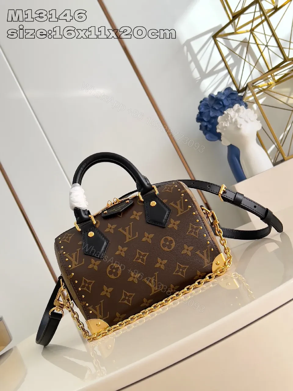 Lux Monogram Satchel: Structured Leather-Trim Carryall — view 1
