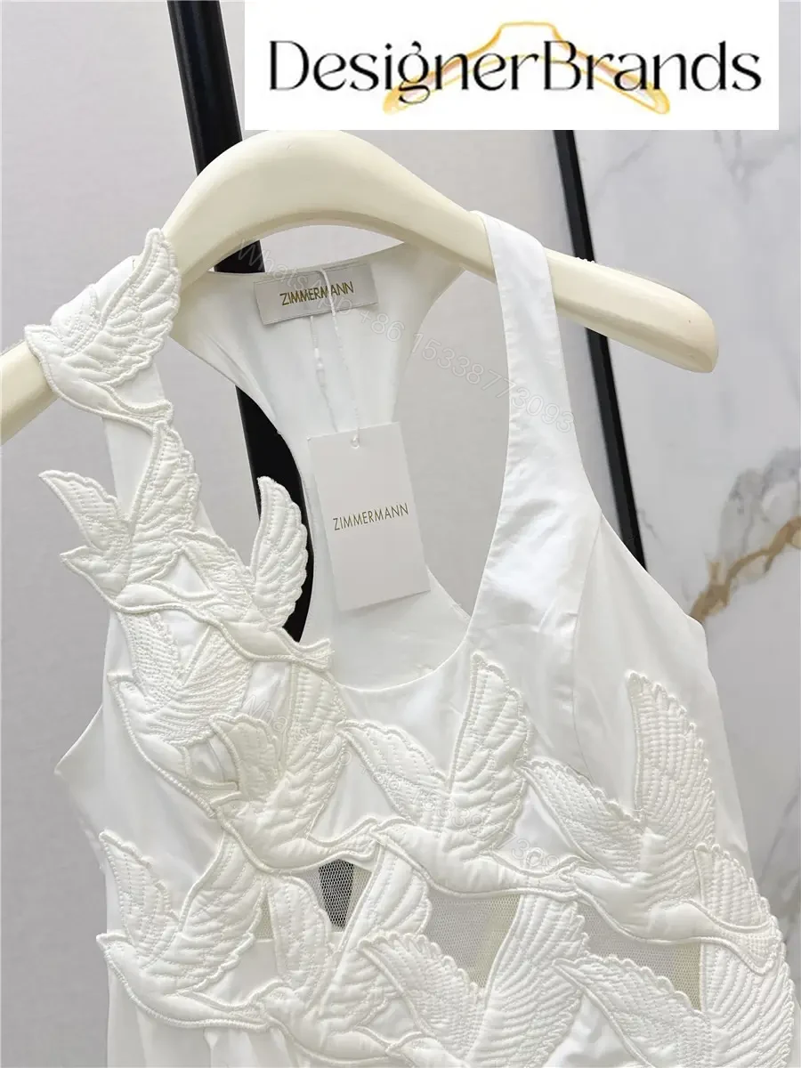 View 4 of Zimmermann White Luna Applique Cotton Midi Dress