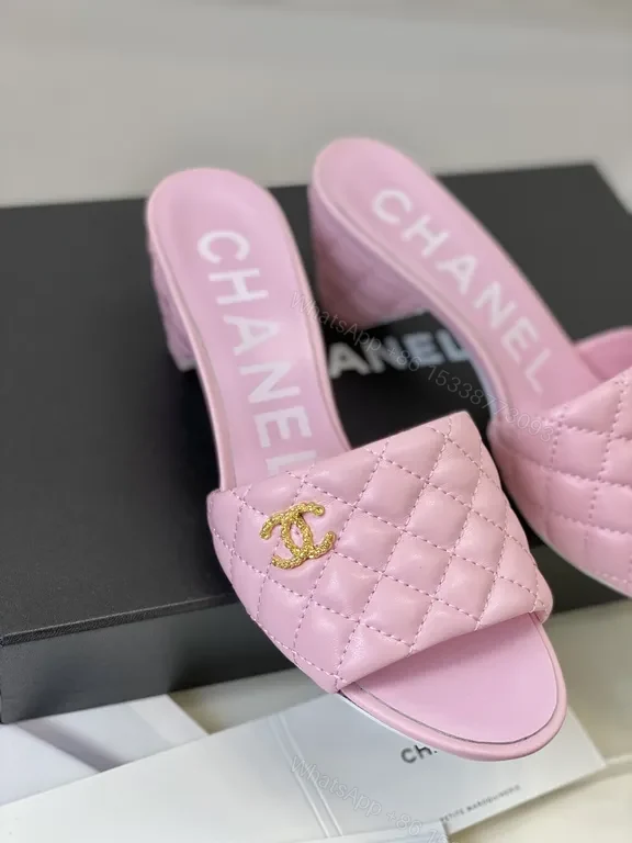 View 6 of Pink Quilted Chanel-Inspired Slides â€“ Luxury Comfort Sandals
