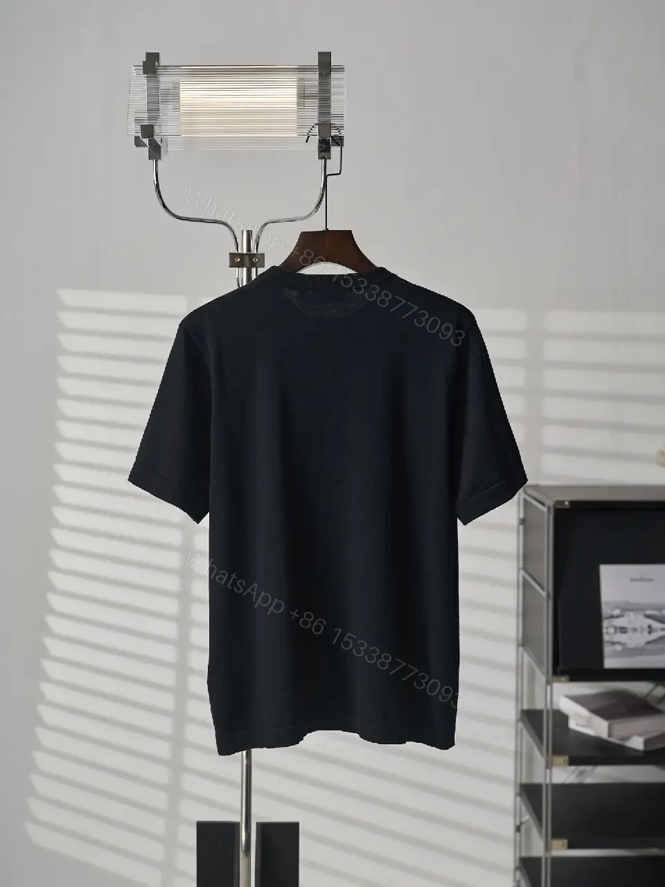 View 11 of Black Embroidered Heart Crewneck T-Shirt Louis Vuitton Logo Outline Feature