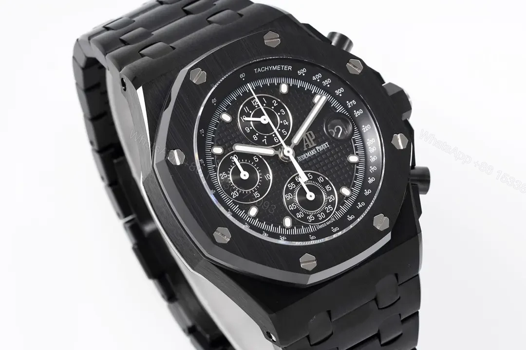 View 2 of JF Factory Audemars Piguet Royal Oak Offshore Black Stainless Steel Bracelet Watch with Exclusive 4404 Chronograph Movement