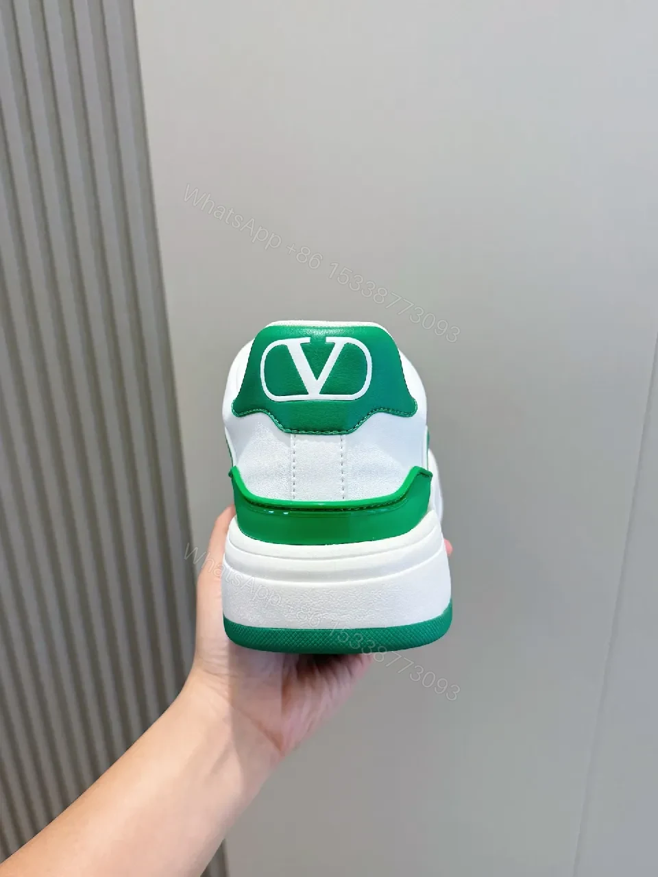 View 2 of Green & White Leather Sneakers | Luxury Casual Comfort