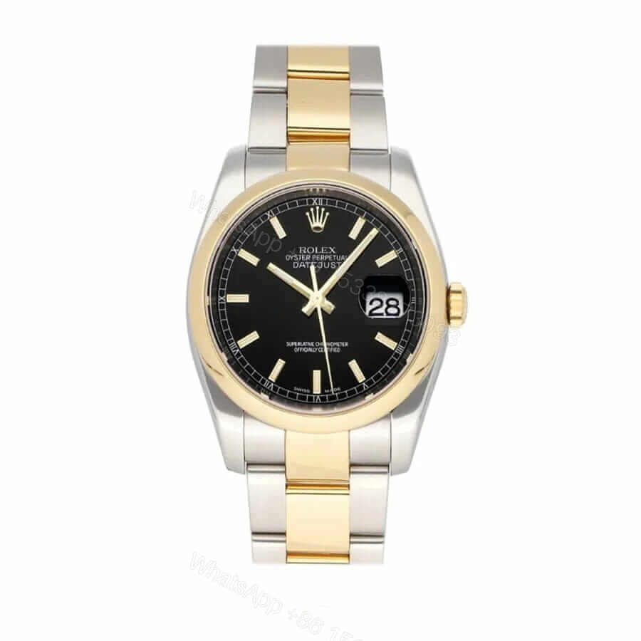 Rolex Datejust 36 116203 Super Clone : Two-Tone Yellow Gold Black Dial Oyster — view 1
