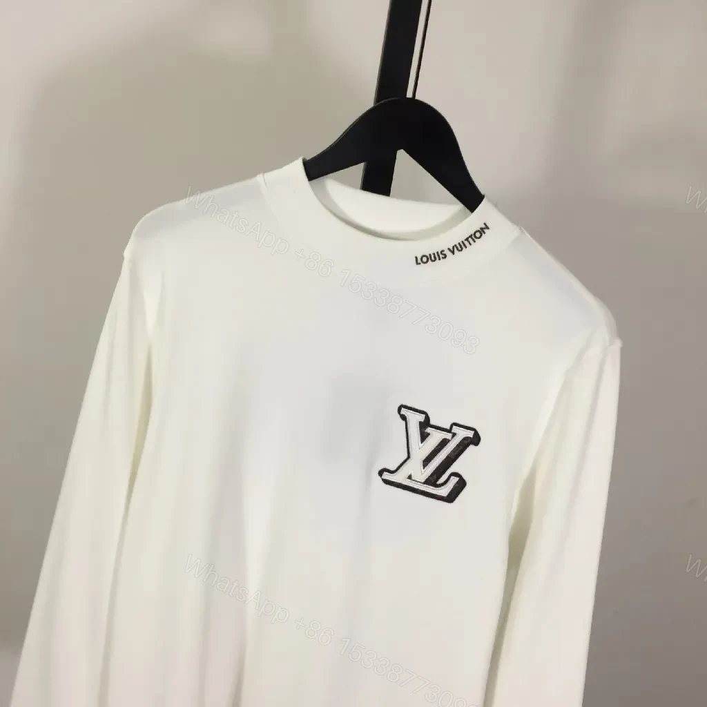 View 4 of Monochrome Cotton Crewneck Sweatshirt with Subtle Crest