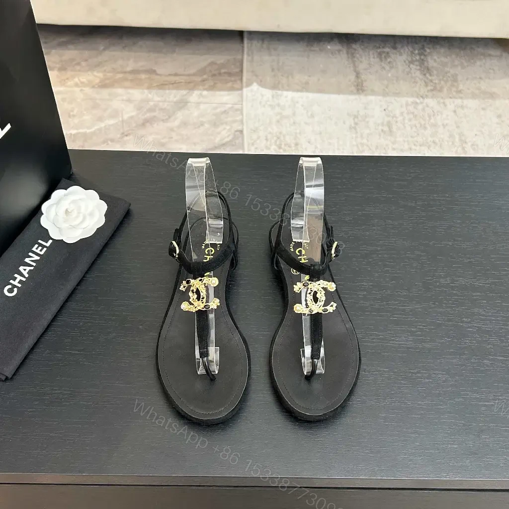 View 7 of Chic Clear-Strip Sandals: Gold Emblem Luxury Sandals