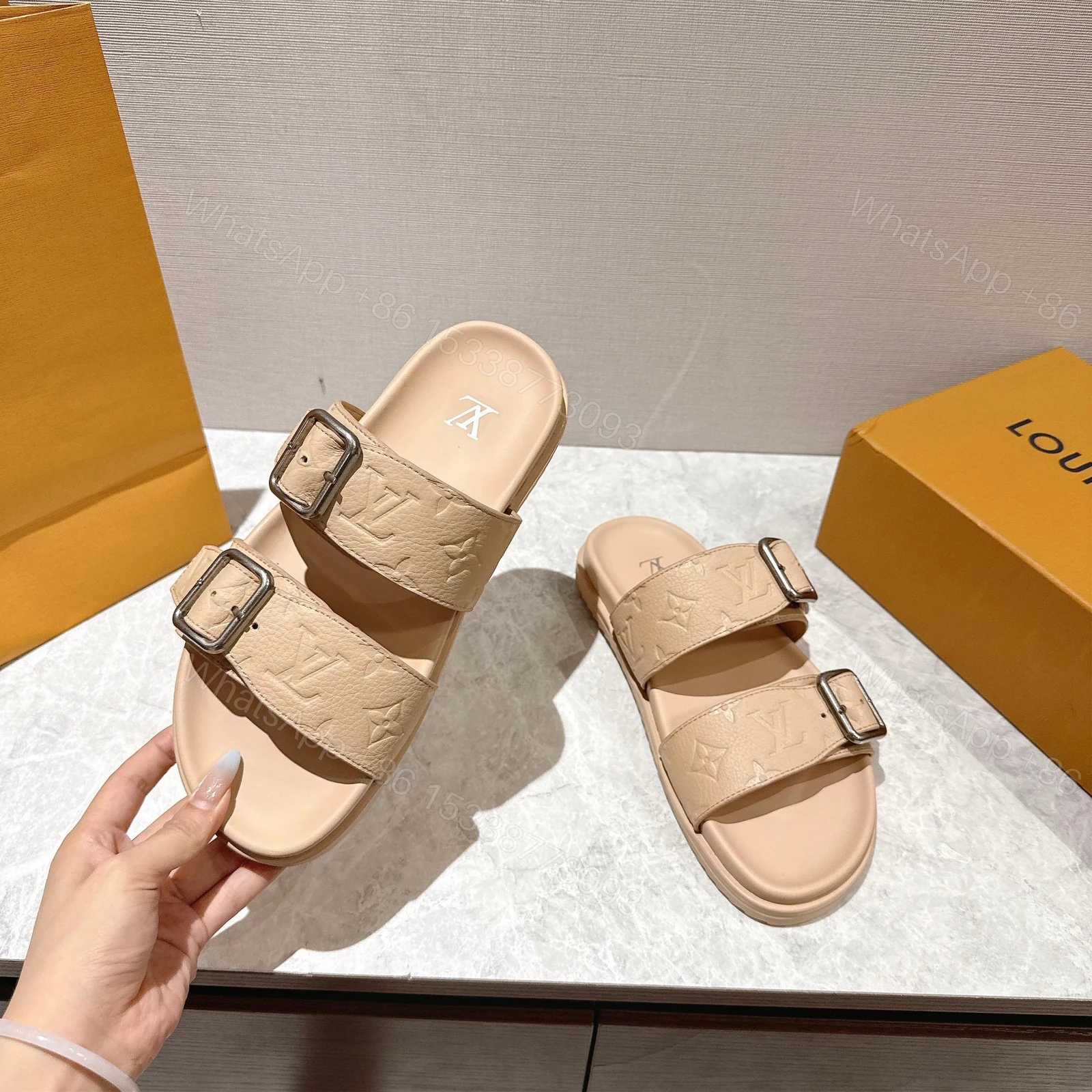 View 4 of Louis Vuitton LV Venice Mule Beige