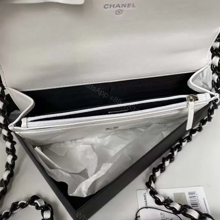 View 8 of Quilted White Chain-Accent Flap Bag â€” Luxury Compact Tote