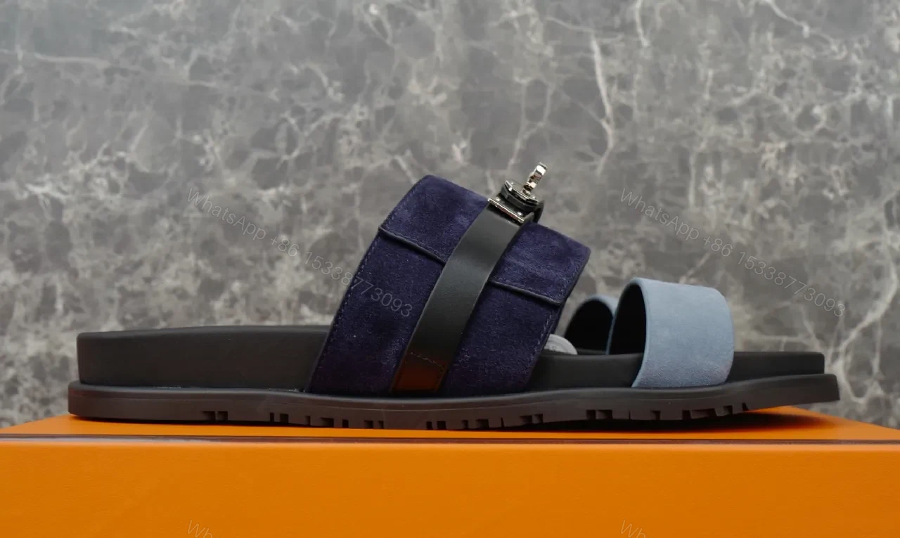 View 7 of Structured Slip-Ons: Navy Suede, Metallic Accents, Luxe Comfort Slide