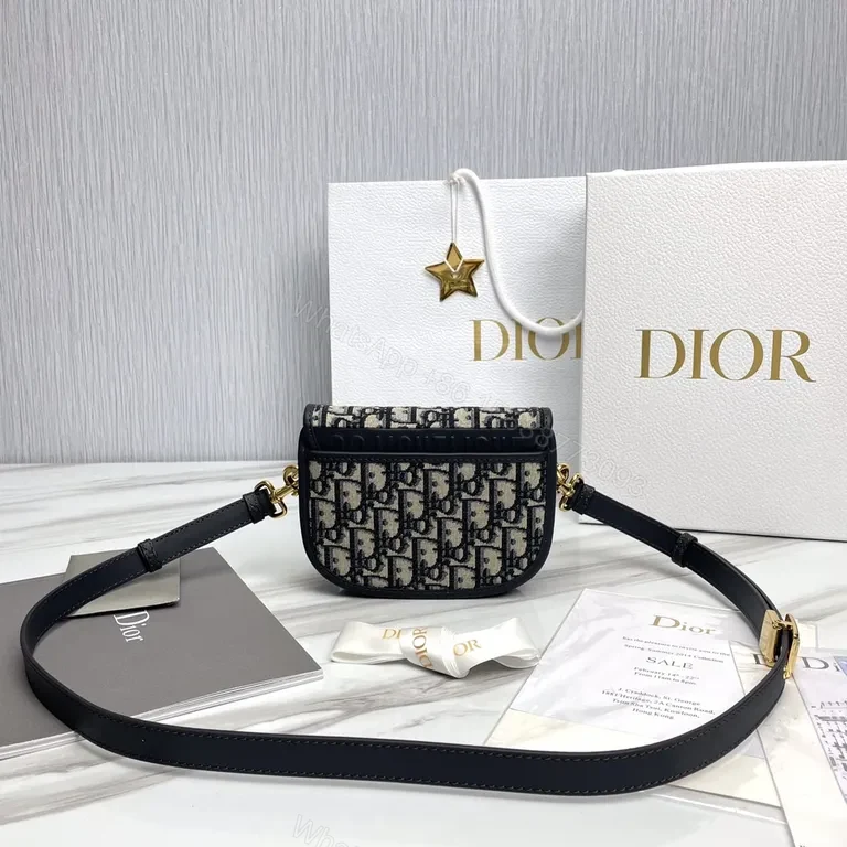 View 5 of Gold Monogram Compact Saddle Bag - Dior-Style, Leather Trim, Crossbody Ready