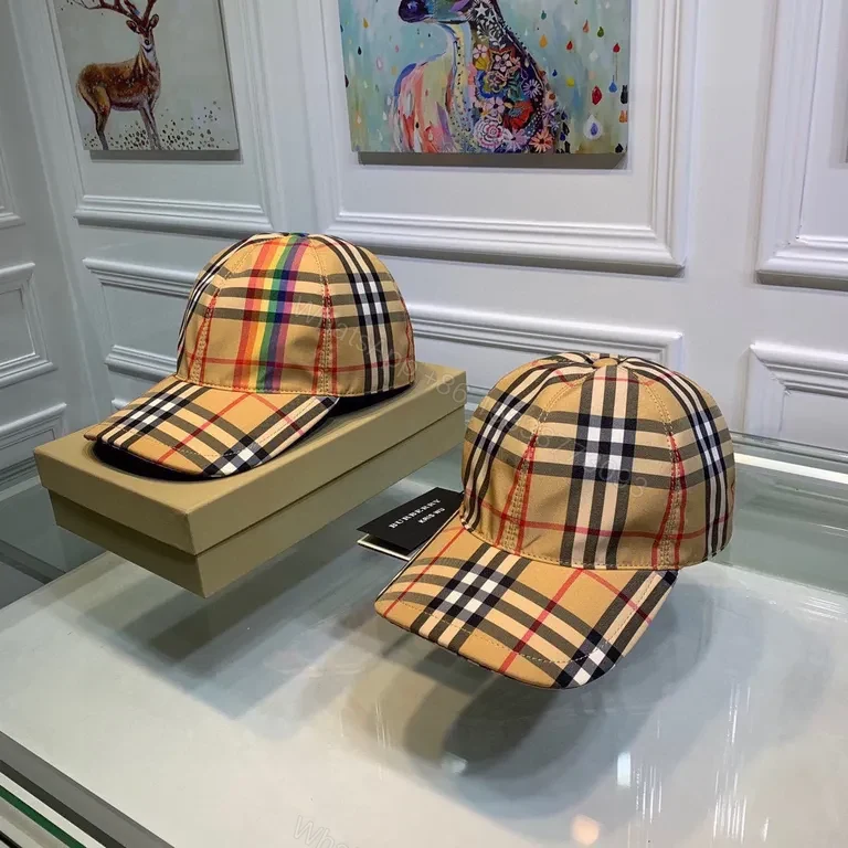 View 3 of Signature Burberry Plaid Cap: Premium Cotton-Twill, Unisex Style