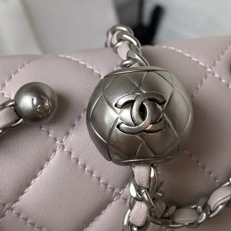 View 4 of Soft Quilted Pink Mini Bag with Iconic Chain Strap