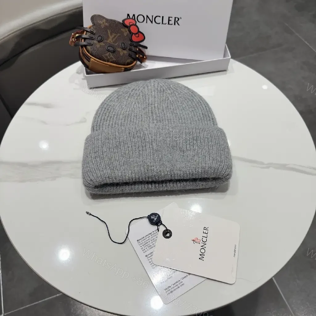 View 3 of Neutral Knit Beanie, Premium Wool Blend, Modern, Warmth, Beanie