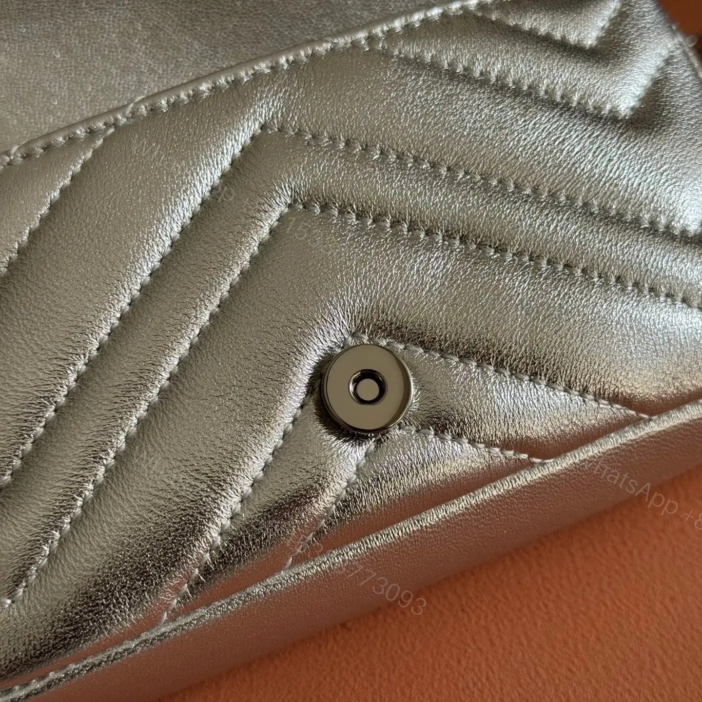 View 4 of GUCCI GG MARMONT BAG 16 IN SILVER LAMBSKIN