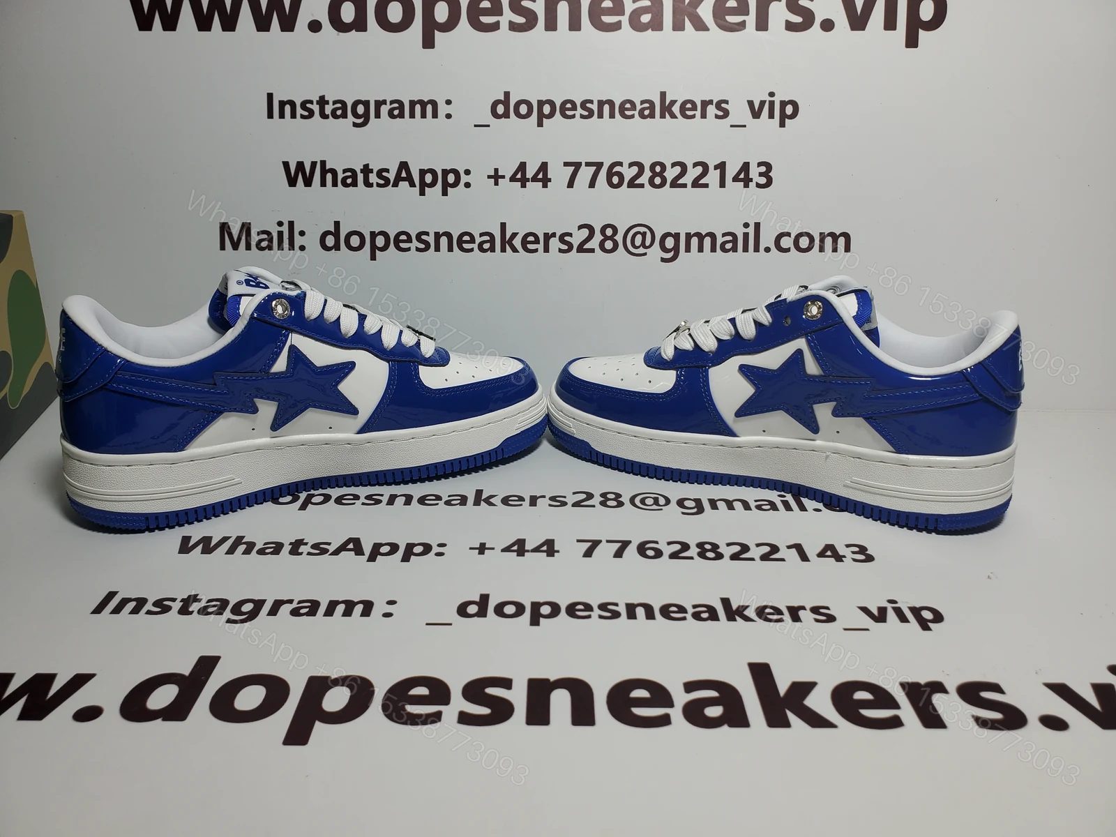 View 3 of A Bathing Ape Bape StaPatent Leather White Blue (2023)(BapeSta)