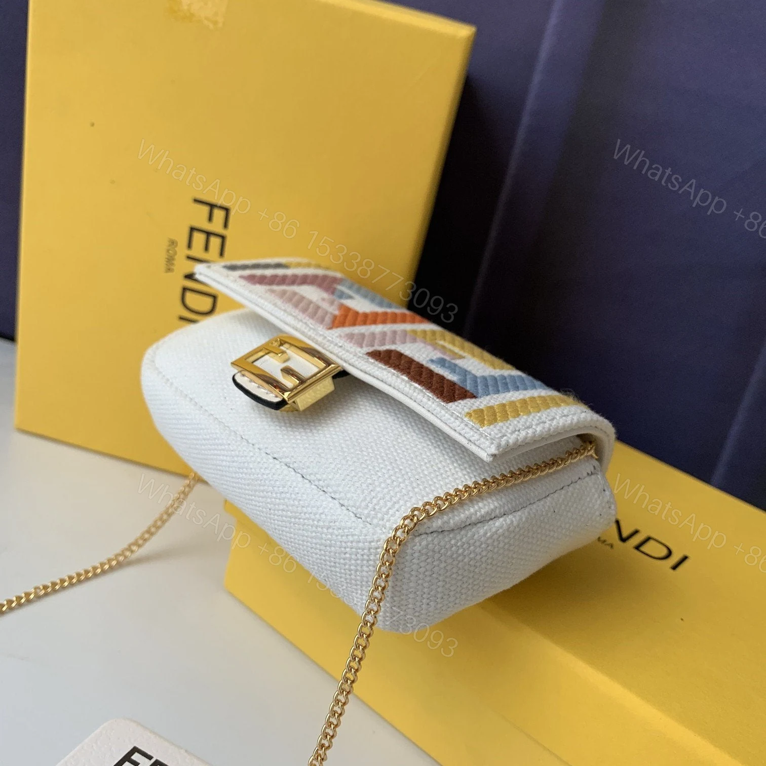 View 9 of Kuban Canvas FF Embroidered Nano Baguette Charm Grezzo Multicolo