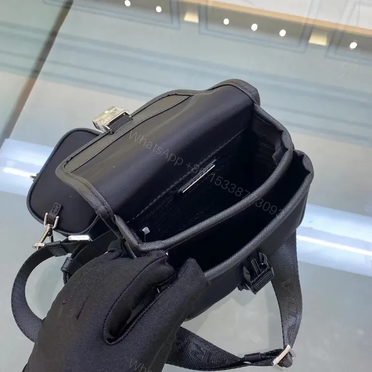 View 7 of Prada Black Nylon Crossbody: Compact Designer Chic