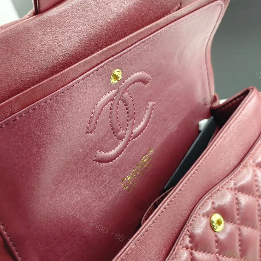 View 6 of Chanel Classic 11.12 Handbag Gold Tone Metal Burgundy 25Cm A01112 Y04059 NZV44