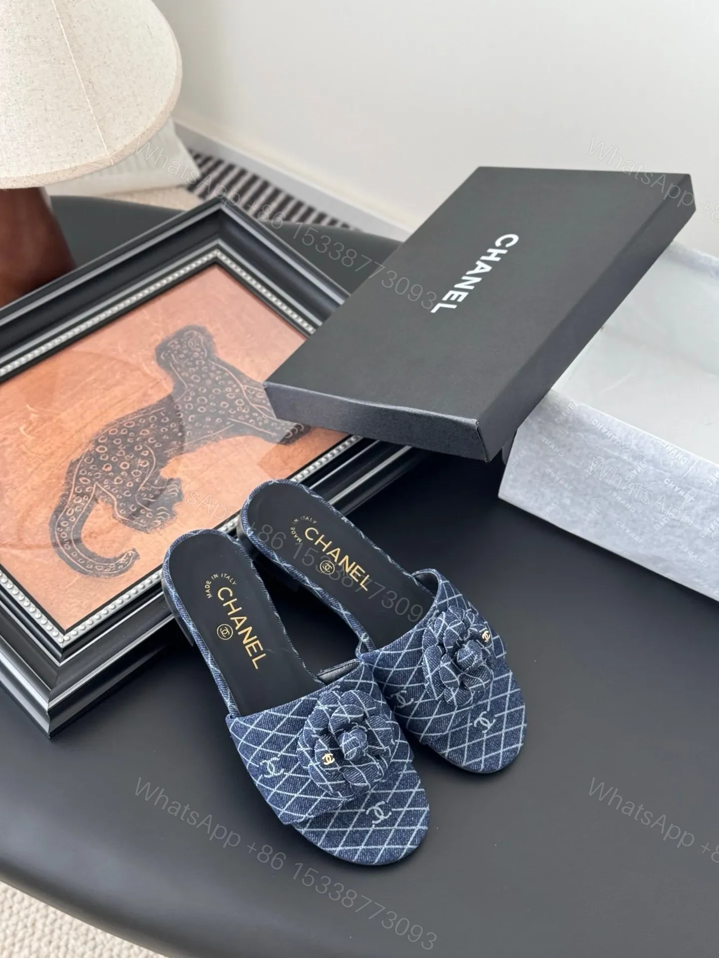 View 6 of Chanel Women Blue Denim Mules Flats