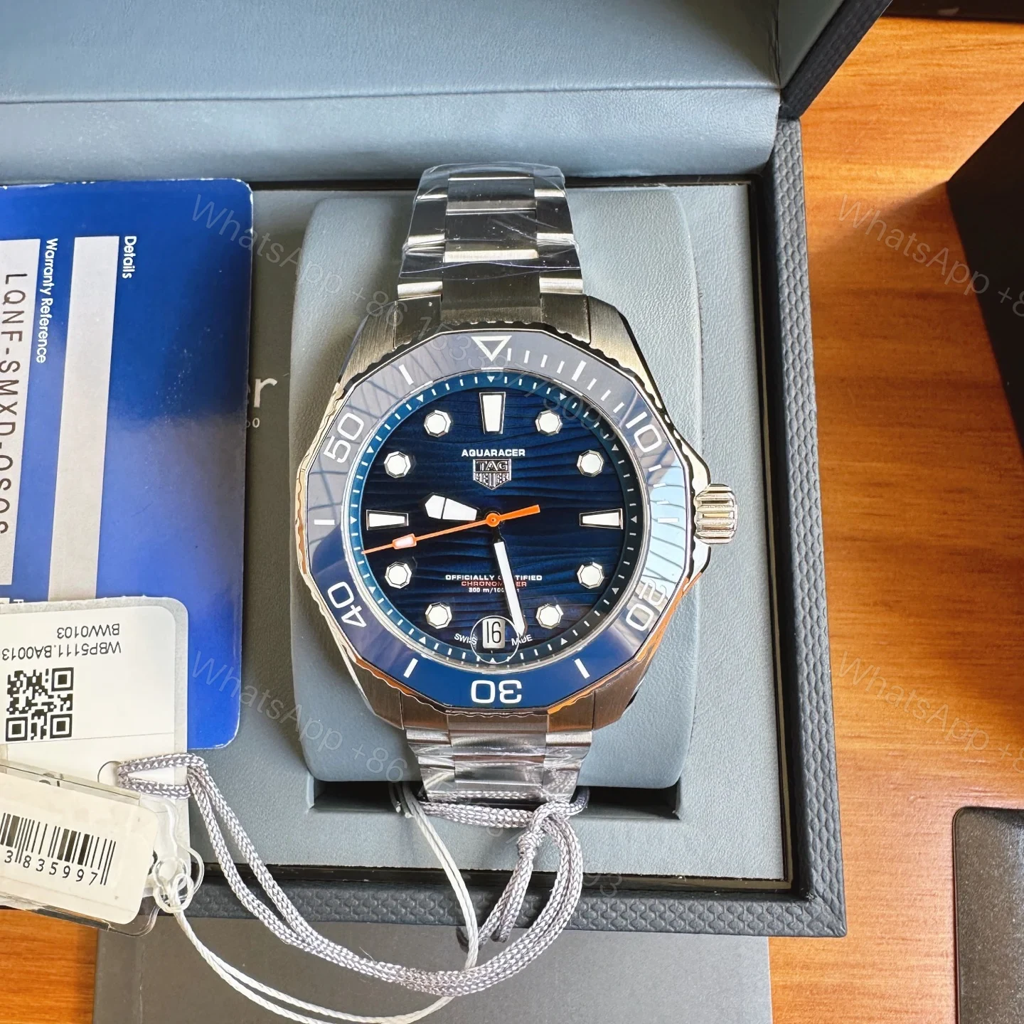 TAG Heuer Aquaracer Automatic Watch 43MM Black Wave Dial Ceramic Bezel Stainless Steel Bracelet Premium Edition TAG-AQUA-WAVE-BLK-43 — view 1