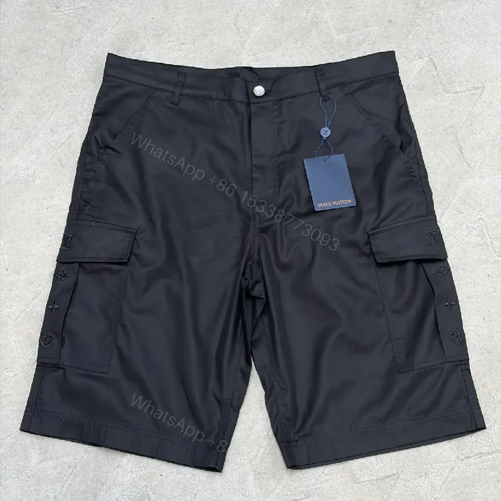 View 8 of Black Nylon Cargo Shorts Louis Vuitton Style Utility Pockets Shortage Key Feature