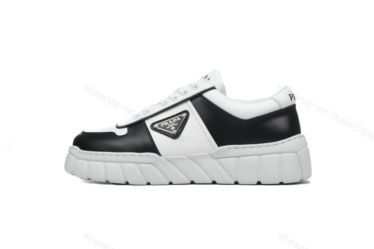 View 6 of Prada Low-Top Sneakers Serrated Black And White