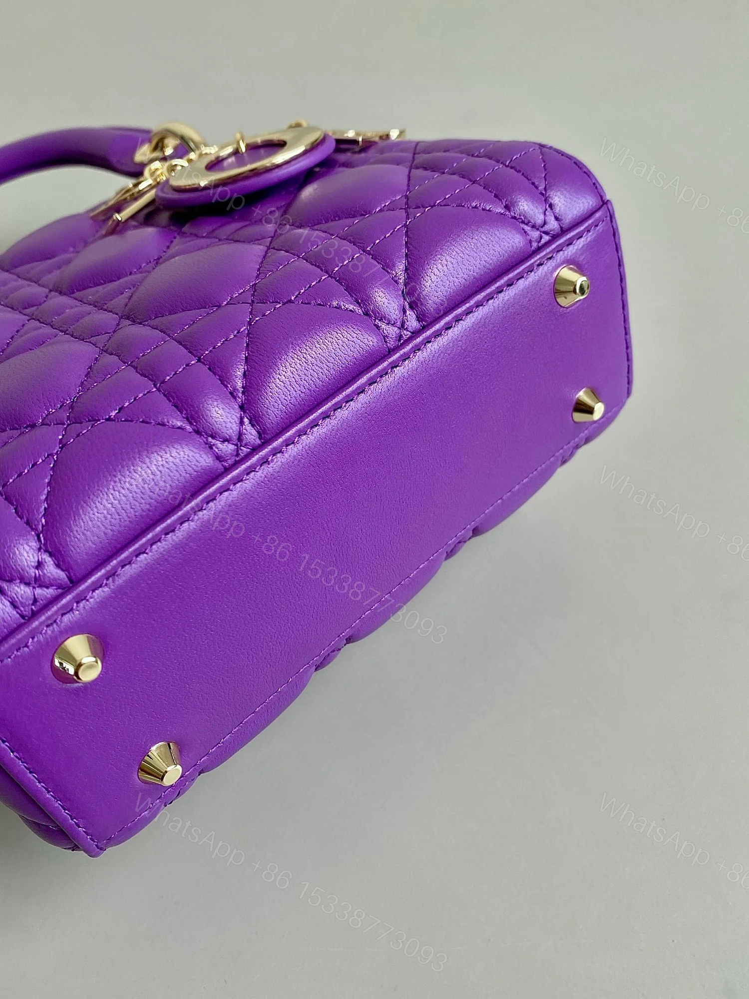 View 7 of Dior Lady Mini Super Quality Women’s Handbag Purple Cowhide 17cm
