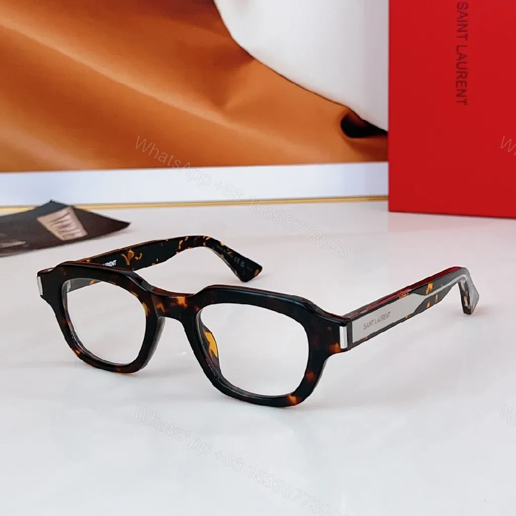 View 5 of Taupe Transparent Frames with Luxe Saint Laurent Accent