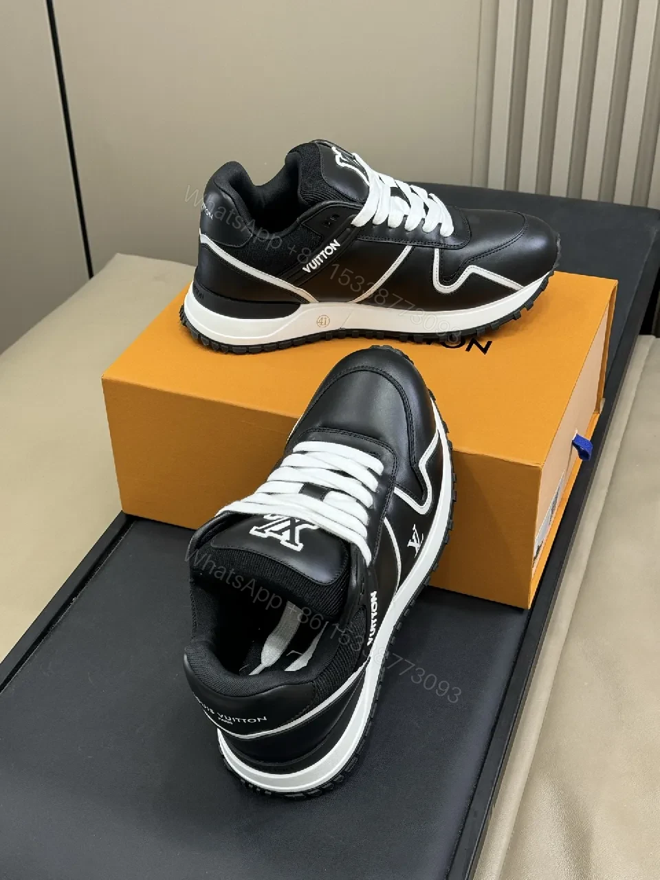 View 9 of Lux Laminated Leather High-Top Sneakers: Designer Comfort