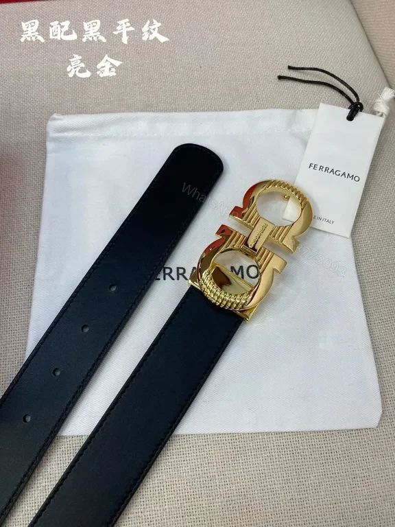 View 5 of Premium Black Leather Belt with Gold Buckle - Luxurious Day-to-Night Style
