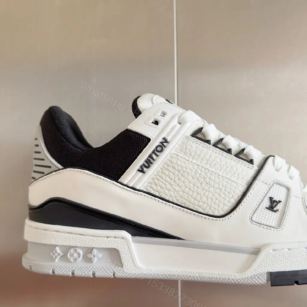 View 2 of Bold White & Black Luxe Detail Sneakers, All-Day Comfort