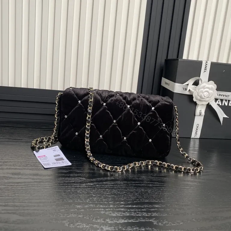 View 4 of Velvet Quilted Crossbody: Couture Chain, Evening Essential