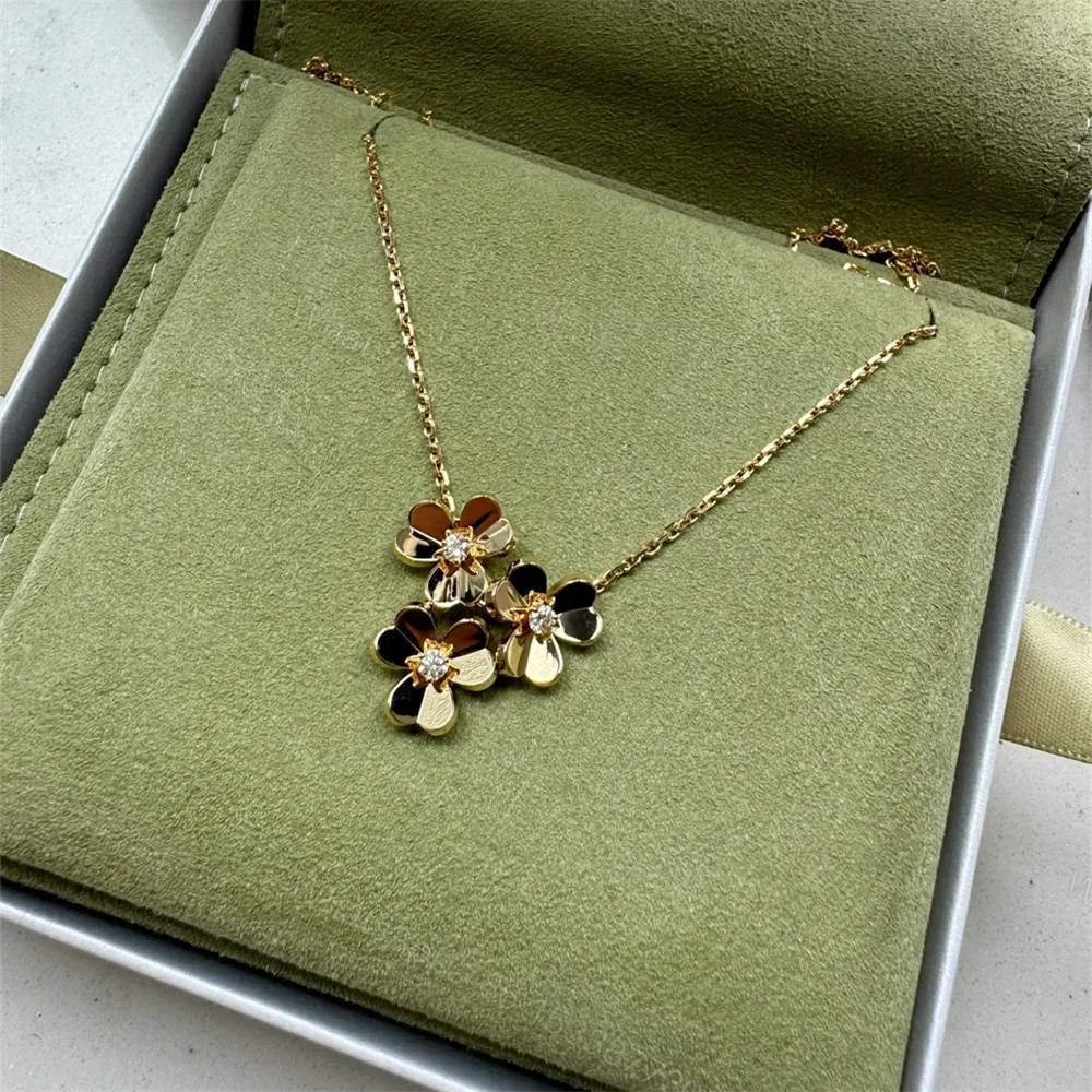 View 2 of Van Cleef & Arpels Frivole Necklace 3 Flowers 18K Yellow Gold VCARP2DU00
