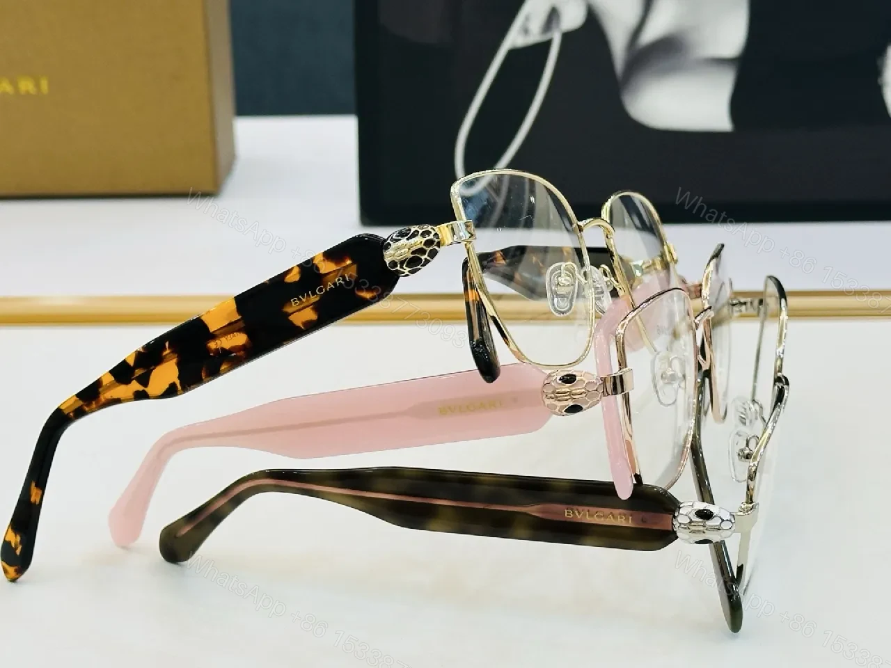 View 2 of Gold-Frame Round Glasses with Black Temple Accents, Luxe Style