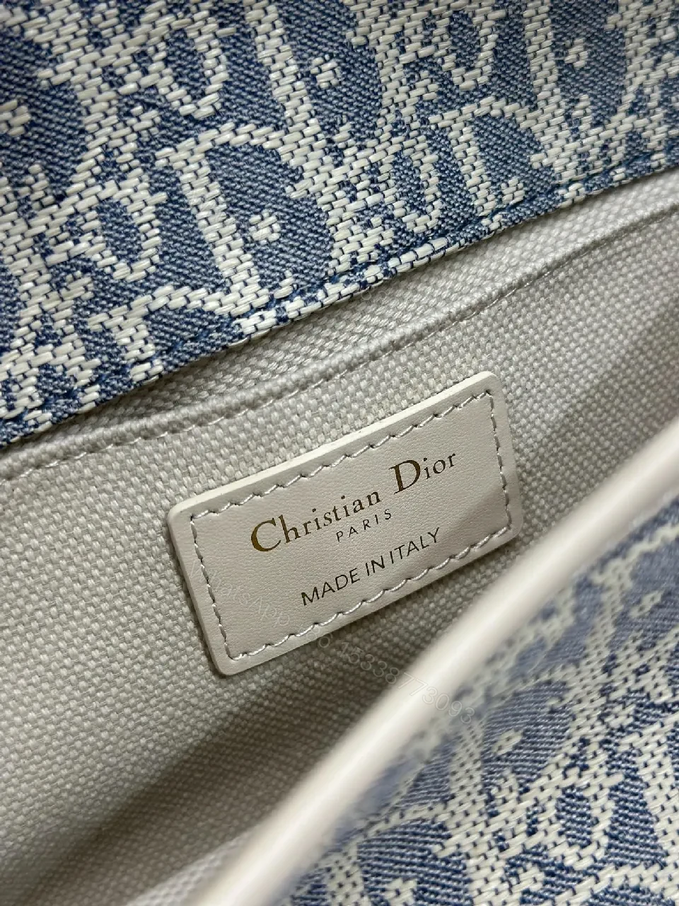 View 8 of Textured Denim-Trim Micro Bag with Gold-Hardware