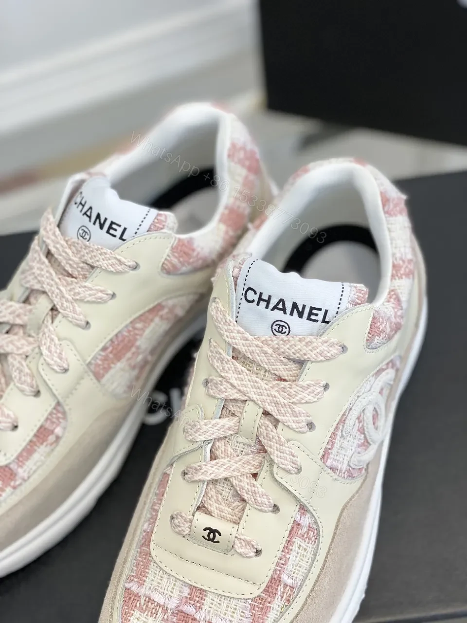 View 2 of Knit Texture High-Top Trainers: Mixed-Pattern Luxury Sneakers