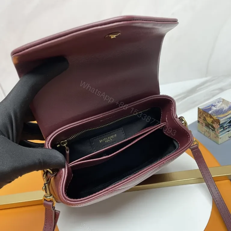 View 6 of Quilted Burgundy Crossbody with YSL Hardware â€” Luxe Compact Bag