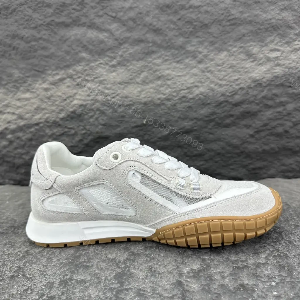 View 5 of Beige Suede Mesh Sneaker – Gum Sole, Dior-style Runner